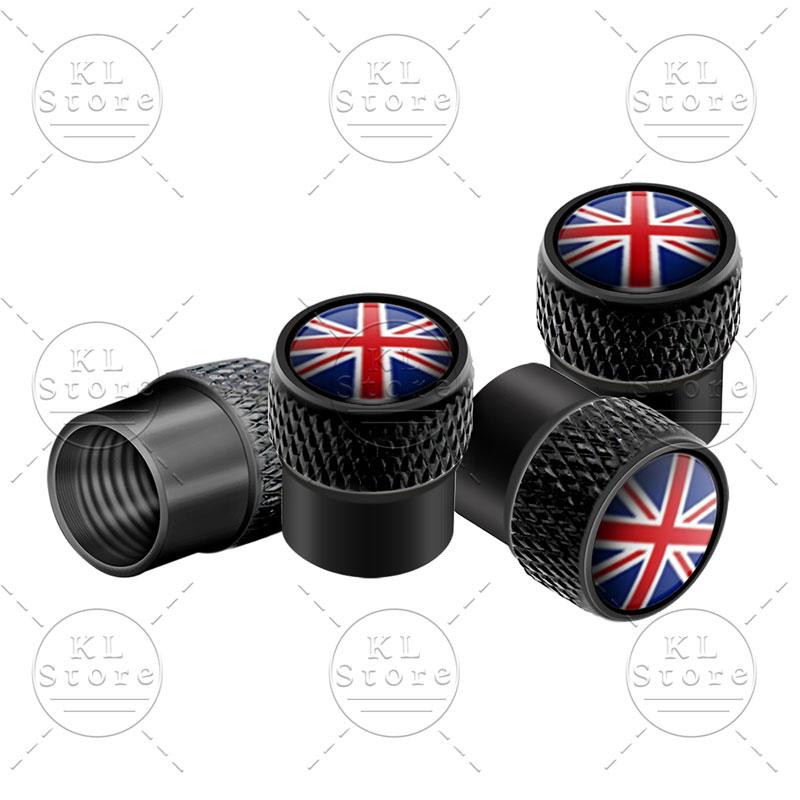 Exterior 4Pcs United Kingdom National Flag Badge Car Wheel Tyre Tires Valve Stem Caps Dust-proof Cover For Universal Automobiles