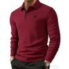 Business casual men's polo shirt with black base Men's Contrast Placket Running Horse Print Long Sleeve Polo Shirt
