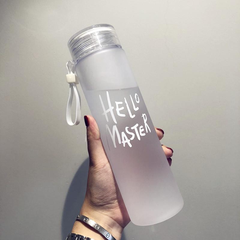 500ml Gradient Color Water Bottle Portable Frosted Colorful Drinking Bottles with Rope Transparent Sports Cup for Outdoor School