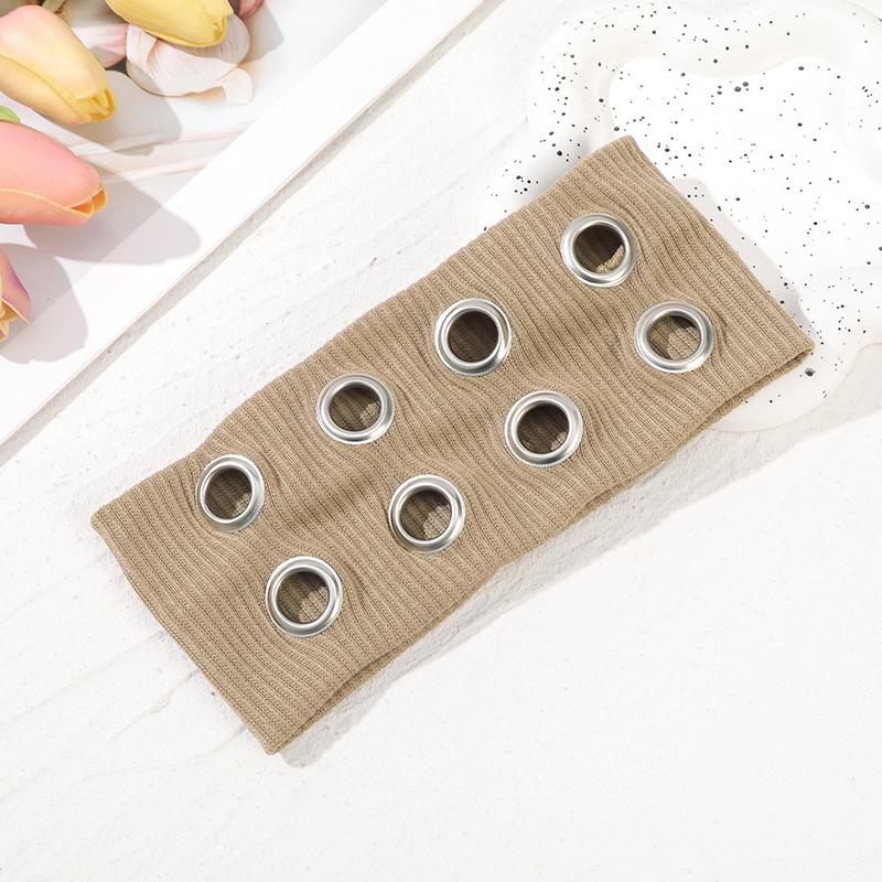 1PC With Metal Ring Cool Circular Cutout Design Fashion Headscarf Breathable Face-Washing Headband Dark Style Multicolor
