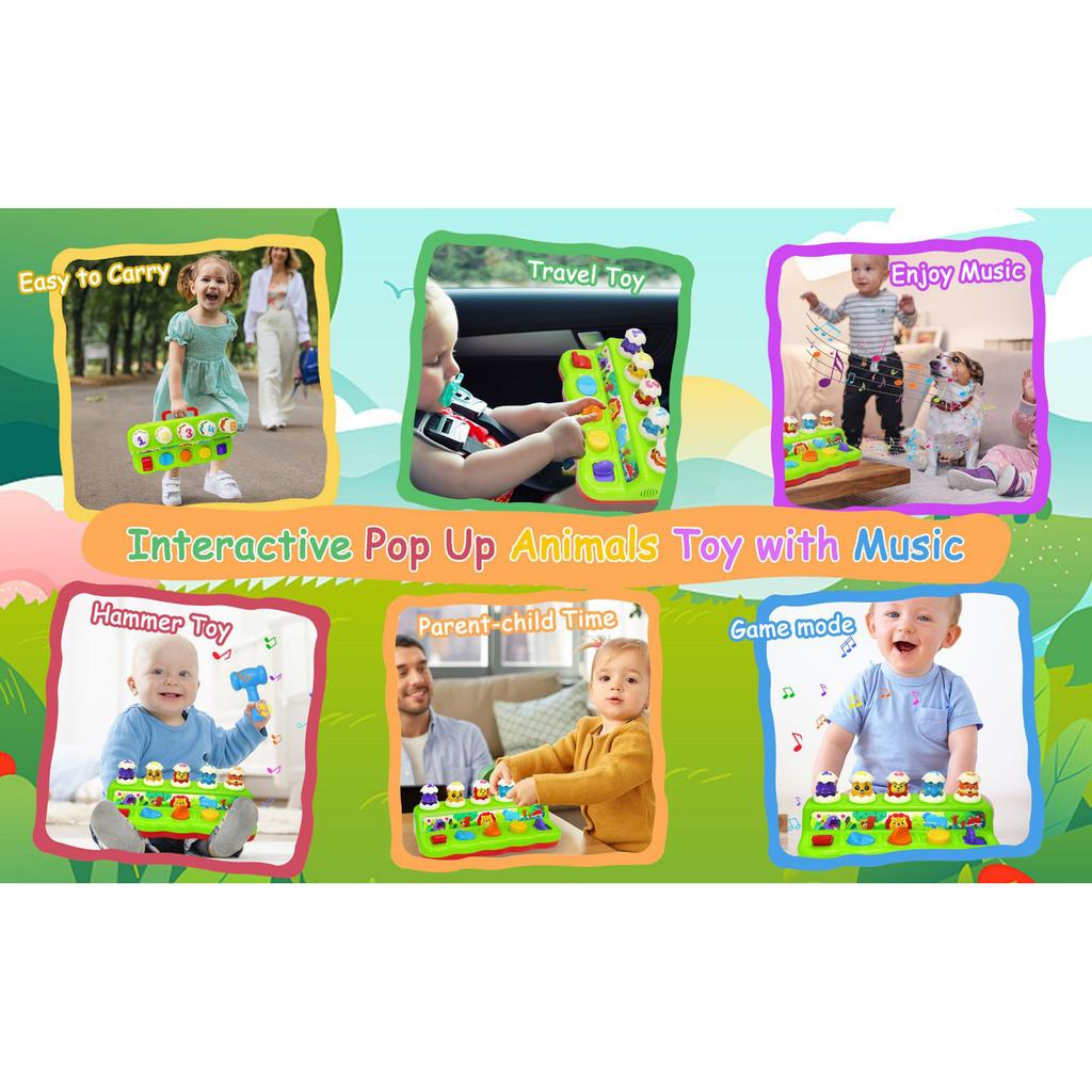 Whack A Mole Toy for Baby Pop Up Animals Interactive Musical Educational Game Early Learning Toy Gift