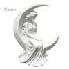 Modern Home Decoration Moon Goddess Fairy Figurine, Matte White Sculpture, 3D Printed PLA Elegant Ornament Winged Statue, Mystical Fantasy for