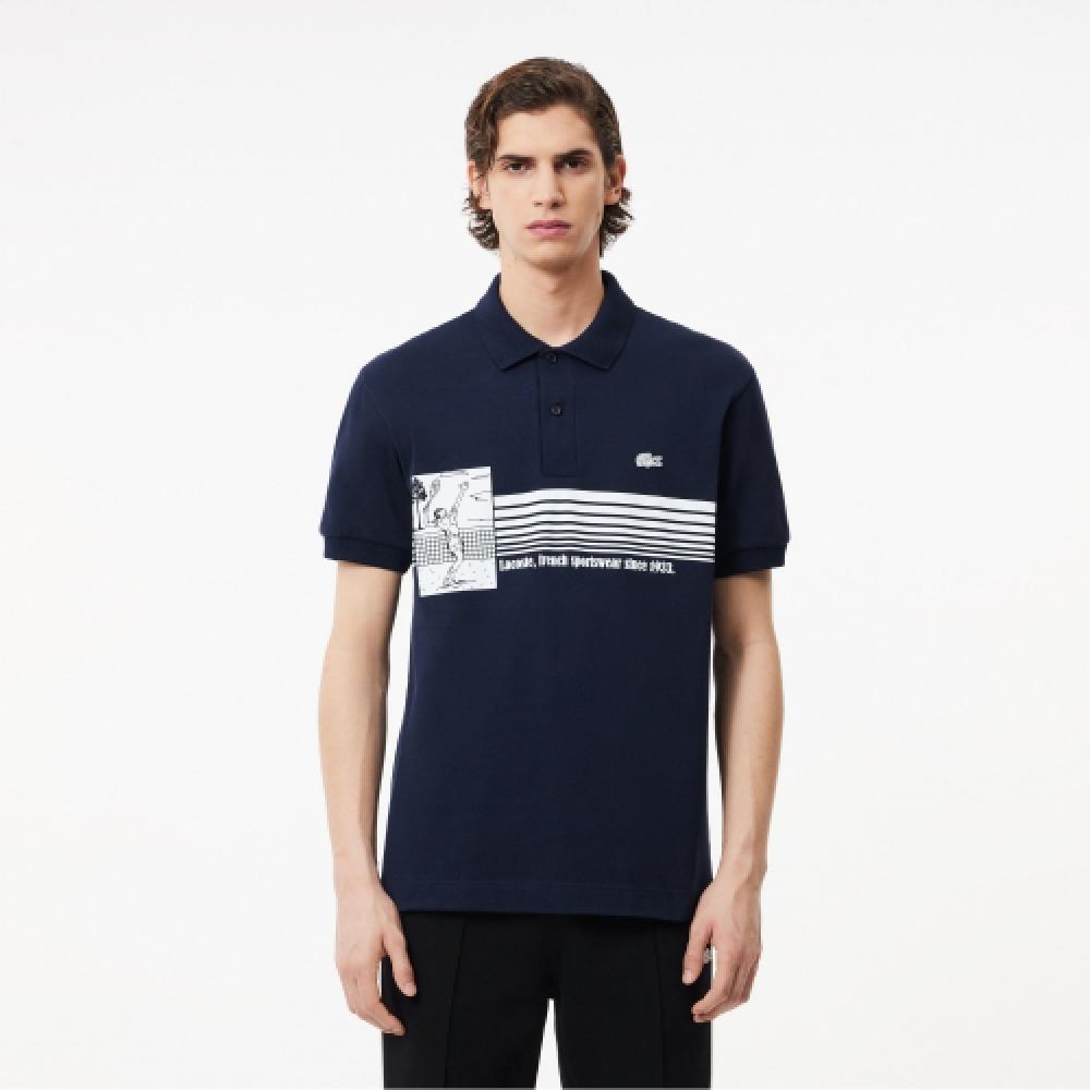 

LACOSTE Мужская футболка-поло с рисунком L1212 MIF Tennisman [Темно-синий]
