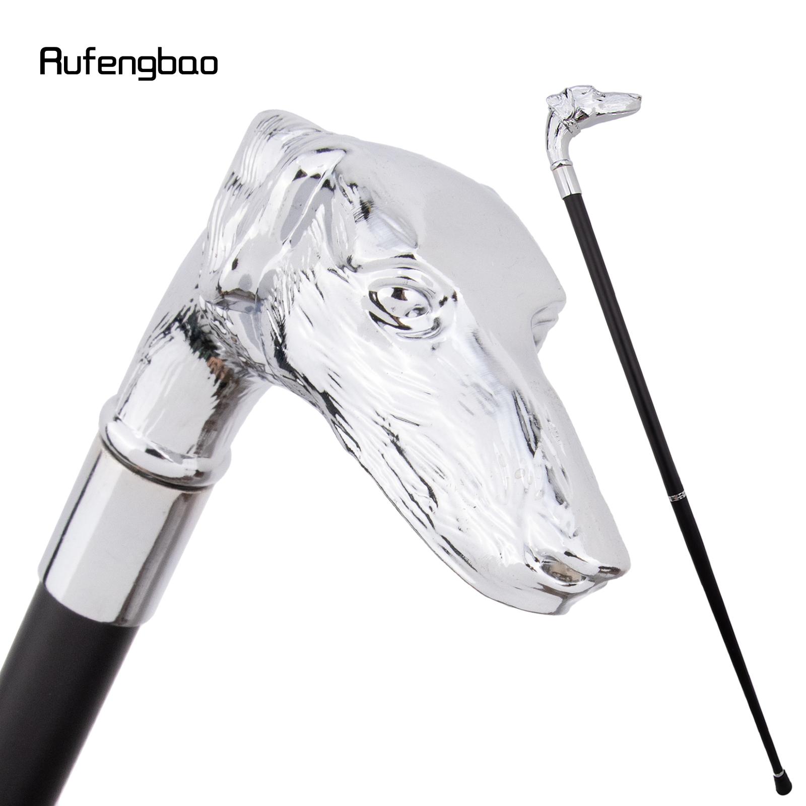 

White Dog Sausage Dog Head Walking Cane Fashion Decorative Walking Stick Gentleman Elegant Cosplay Cane Knob Crosier 93cm