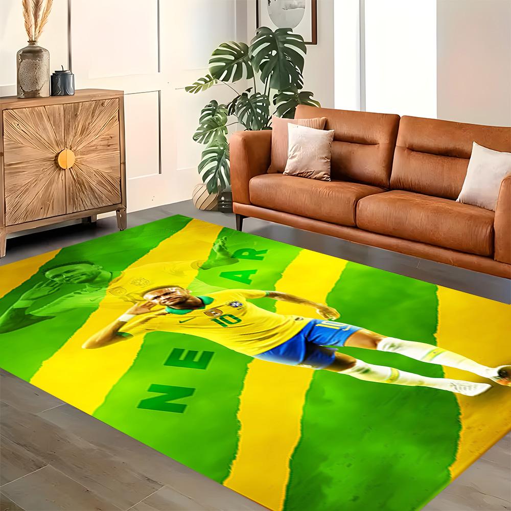 Brazilian Football Star rug for living rooms, bedrooms, home décor, and as gifts.