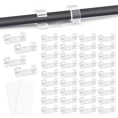 20PCS Clear Adhesive Cable Clips – Strong Nylon Wire Holders for Desk, Wall, Car, and Light Cord Management