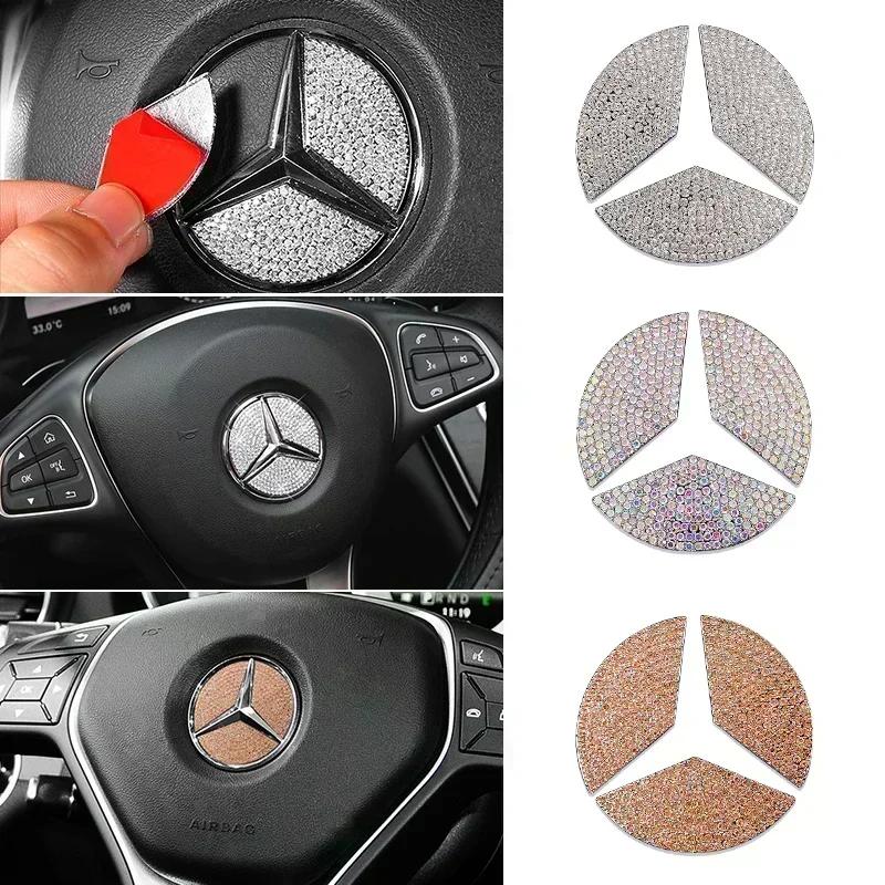 Car Steering Wheel Emblem Crystal Diamond Sticker For Mercedes Benz A B C E Class GLA CLA GLC GLK GLE Series Accessories xxx1