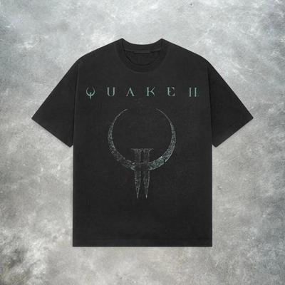 Quake 2 T-shirt Retro Y2K Men's and Women's American Street Wear T-shirt, Spring and Summer Fashion Round Neck Loose Top