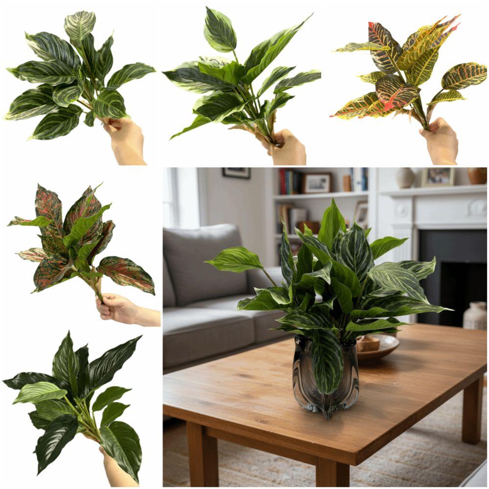 Creative 14 Leaves Artificial Plant Evergreen Green Scene Making Greenery Leaves Photo Props Plant Wall Wedding Ornament