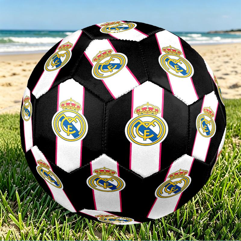 Real Madrid Print Size 5 Soccer Ball, PU Wear Resistant Football for Match Training and Daily Practice, Birthday Gift for Soccer Fans