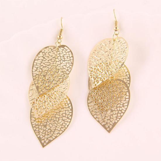 Fashion Women Hollow Leaf Shaped Drop Dangle Hook Earrings Party Jewelry Gifts