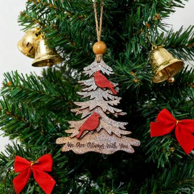 Nous sommes toujours avec vous Ornement en forme d'arbre Ornement de Noël en bois Cadeau de sympathie pour la perte d'un être cher