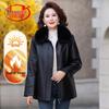 LangSha Women's Plush Lined Mid-Length Faux Leather Winter Jacket