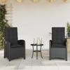 VidaXL Garden Reclining Chairs Set of 2 and Cushions Black Rattan 365169
