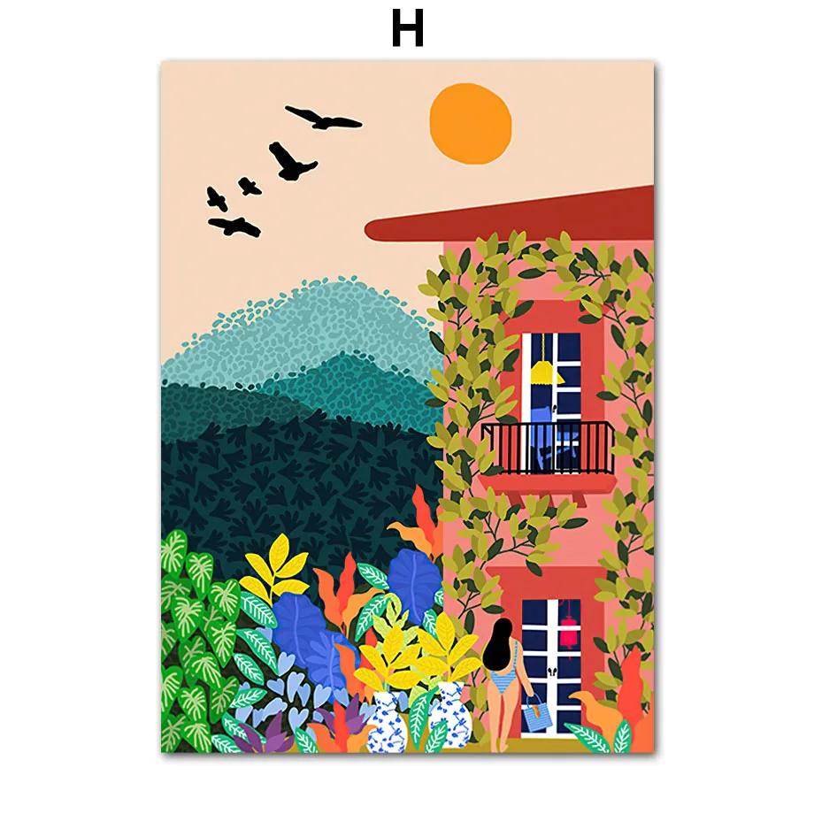Abstract Tropical Plants Wall Art, Colorful Flower Prints, Canvas Paintings, Nordic Posters, Pictures for Living Room Decor