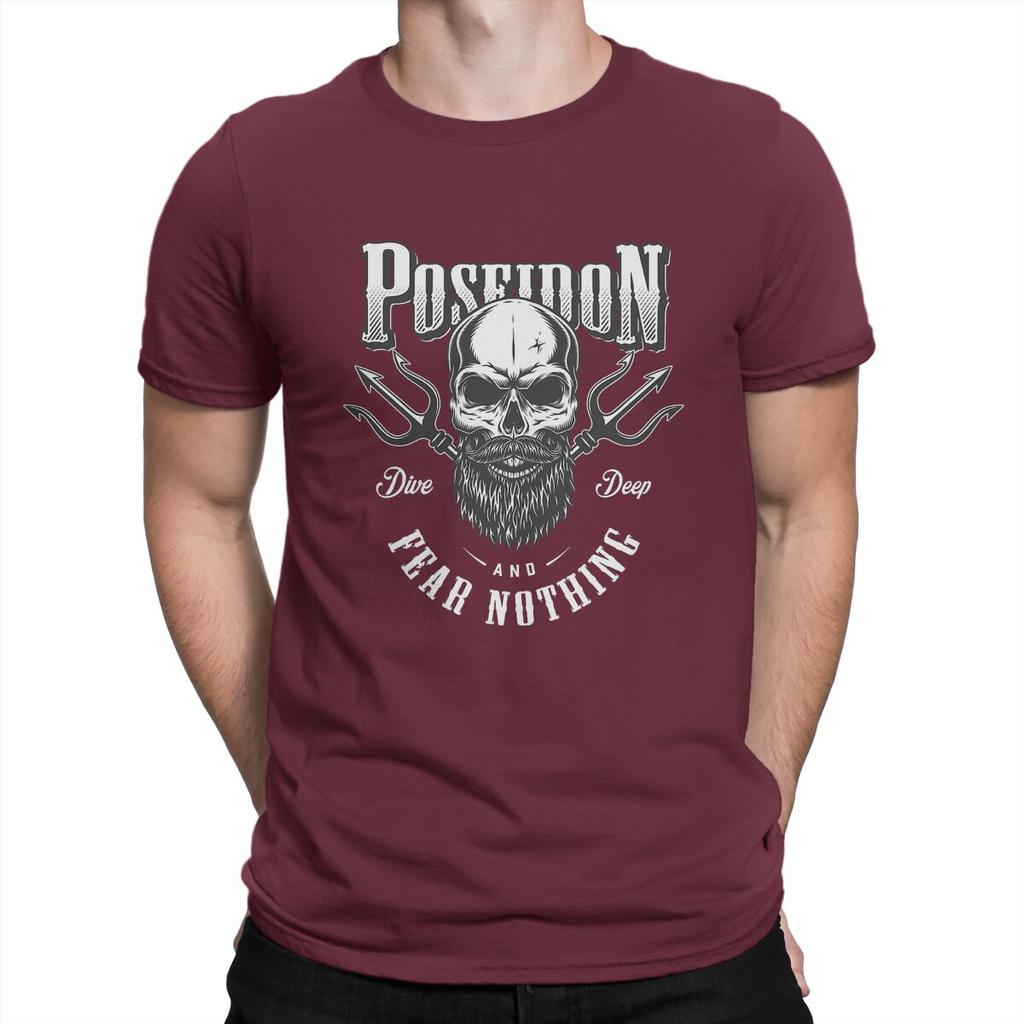 Mens Poseidon Freediving Design T Shirt Scuba Skull Dive Diver 100 Cotton Clothes Fashion Short Sleeve Round Collar Tee Shirt