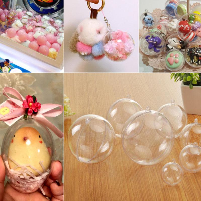 10Pcs DIY Transparent Xmas Tree Christmas Balls Plastic Fillable Baubles Decorative Sphere