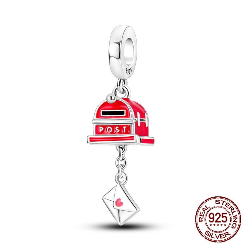 S925 Sterling Silber Rot Farbe Serie Herz Form Charms Perlen Fit Original Armbänder Glück Schmuck Geschenke DiyAccessories