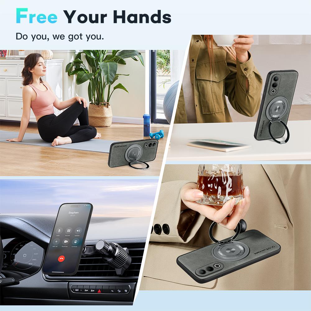 For OnePlus ACE 3 3V Fine Hole Sheepskin Swivel Bracket Magnetic Soft Edge Anti Drop Anti Fingerprint Phone Case