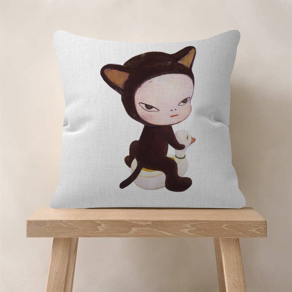 Art YYoshitomos cool Nara  Pillow Gifts Home Office Furnishings Bedroom Sofa Car Cushion Cover case 45x45cm