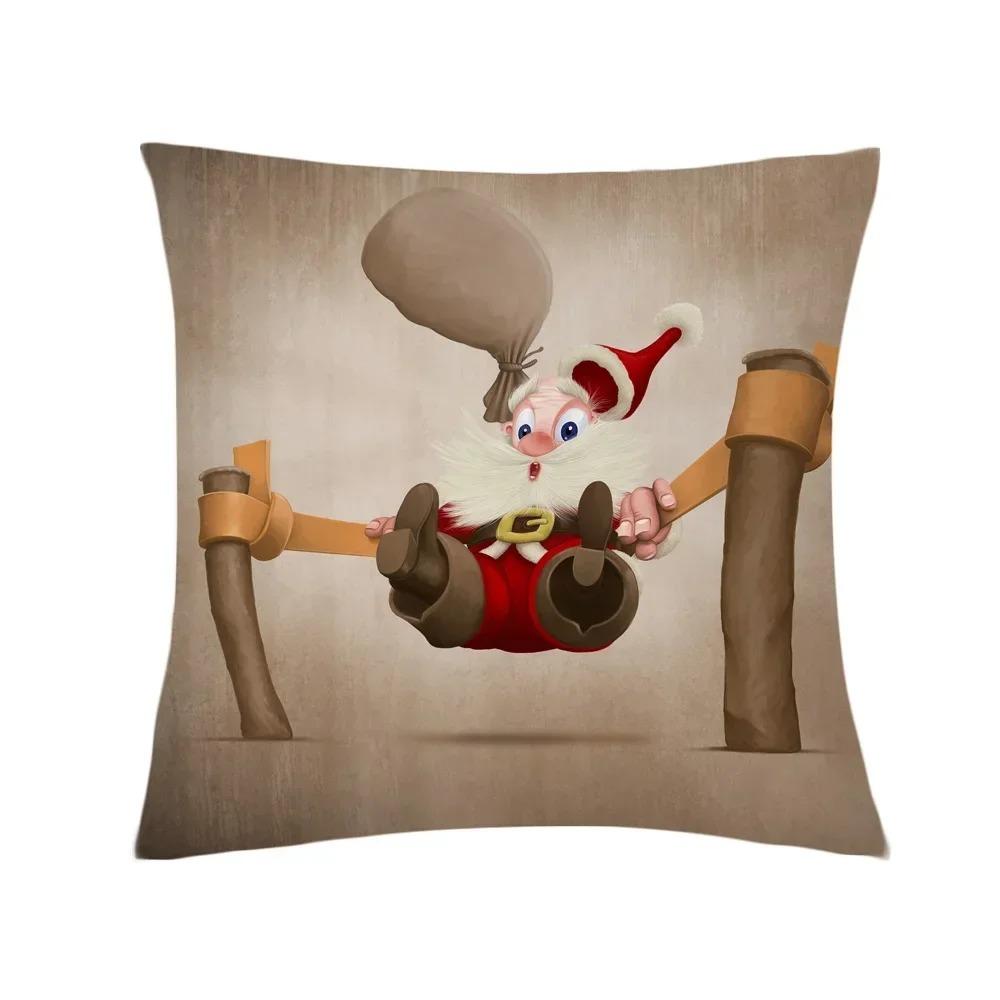 Home Decor Funny Santa Claus Pattern Cushion Cover Pattern Cushion Cover Suitable for Sofa Bedroom Car Pillow Cover