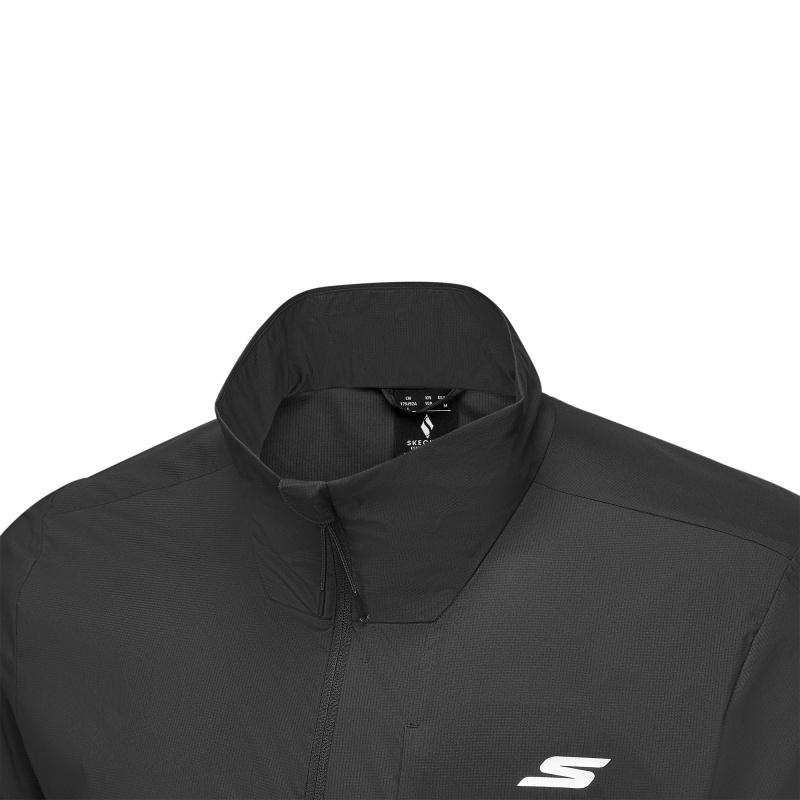 Skechers Logo Sports Casual Sun Protection Woven Stand Collar Work Jacket Men Jackets Carbon-Black P225M001-0018