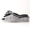 Tweed heeled grey slippers, (size M)