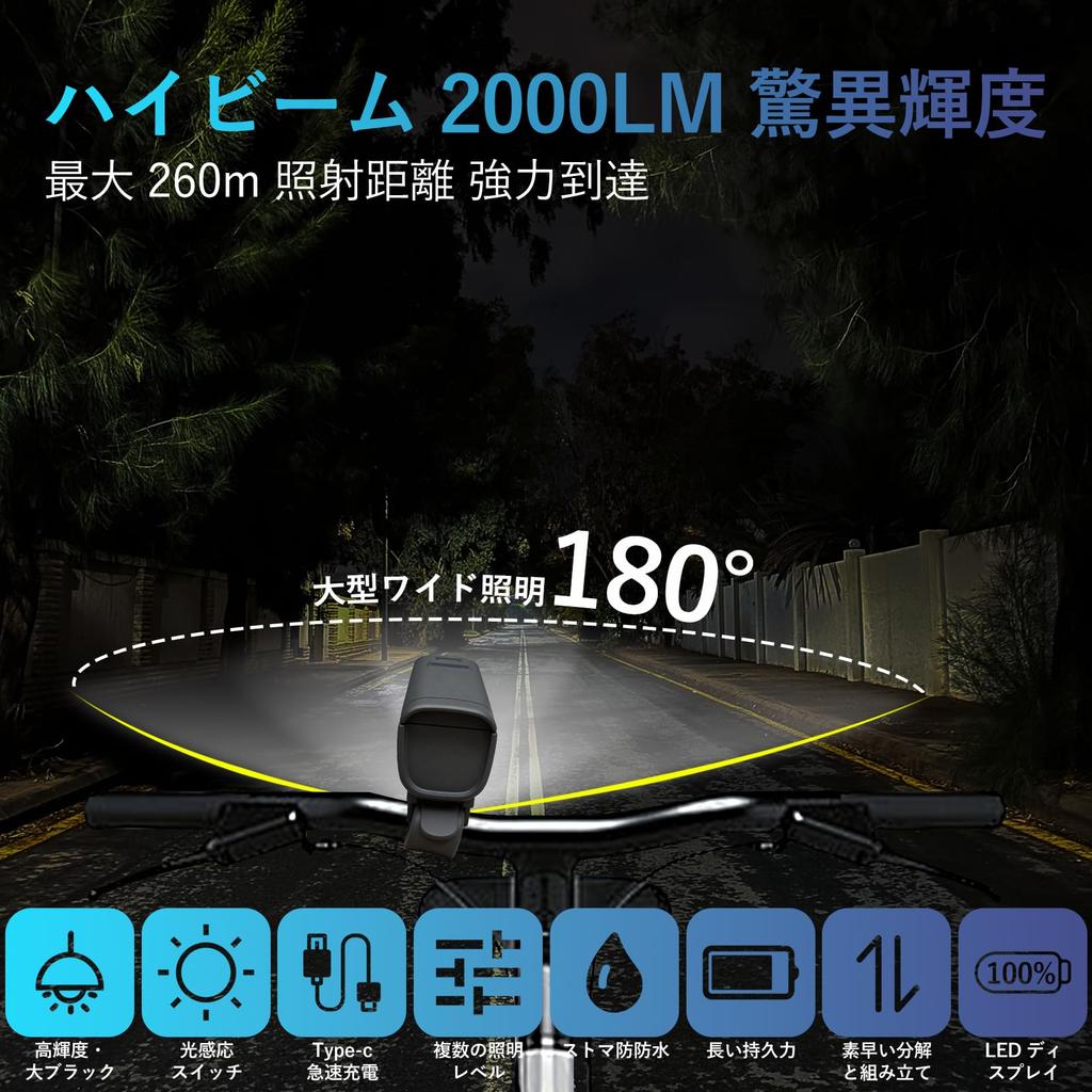 Bicycle Light [Ultra High Brightness/Long Distance Illumination] Optical Sensor Automatic
