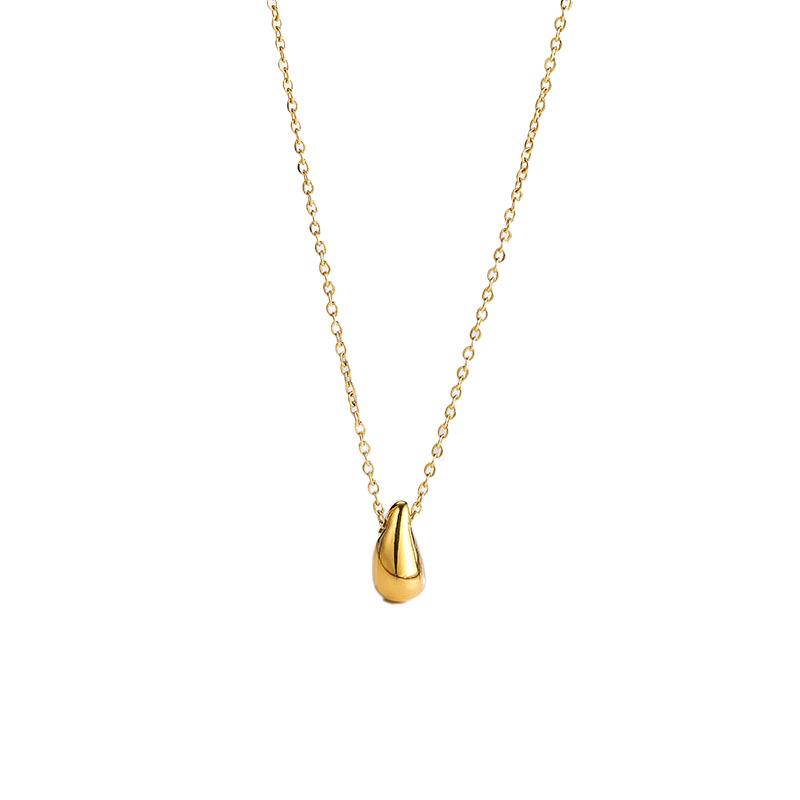 Korean Minimalist Water Drop Titanium Steel Pendant Necklace - Trendy European/American Women’s Light Luxury Clavicle Jewelry