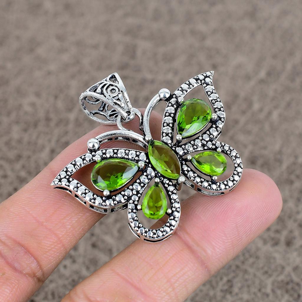Peridot Gemstone Handmade 925 Sterling Silver Jewelry Pendant 1.65" KKG-82