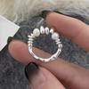 925er Sterlingsilber Süßwasserperlen Runde Ringe für Damen Trendiger Verstellbarer Feinschmuck Minimalistische Accessoires