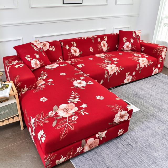 Style Printed L Shape Sofa Covers For Living Room Sofa Protector Anti -Dust Elastic Stretch Covers For Corner Sofa Cover