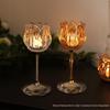 Nordic Glass Flower Candle Holder – Elegant, Lightweight, High-Footed Romantic Table Decoration.