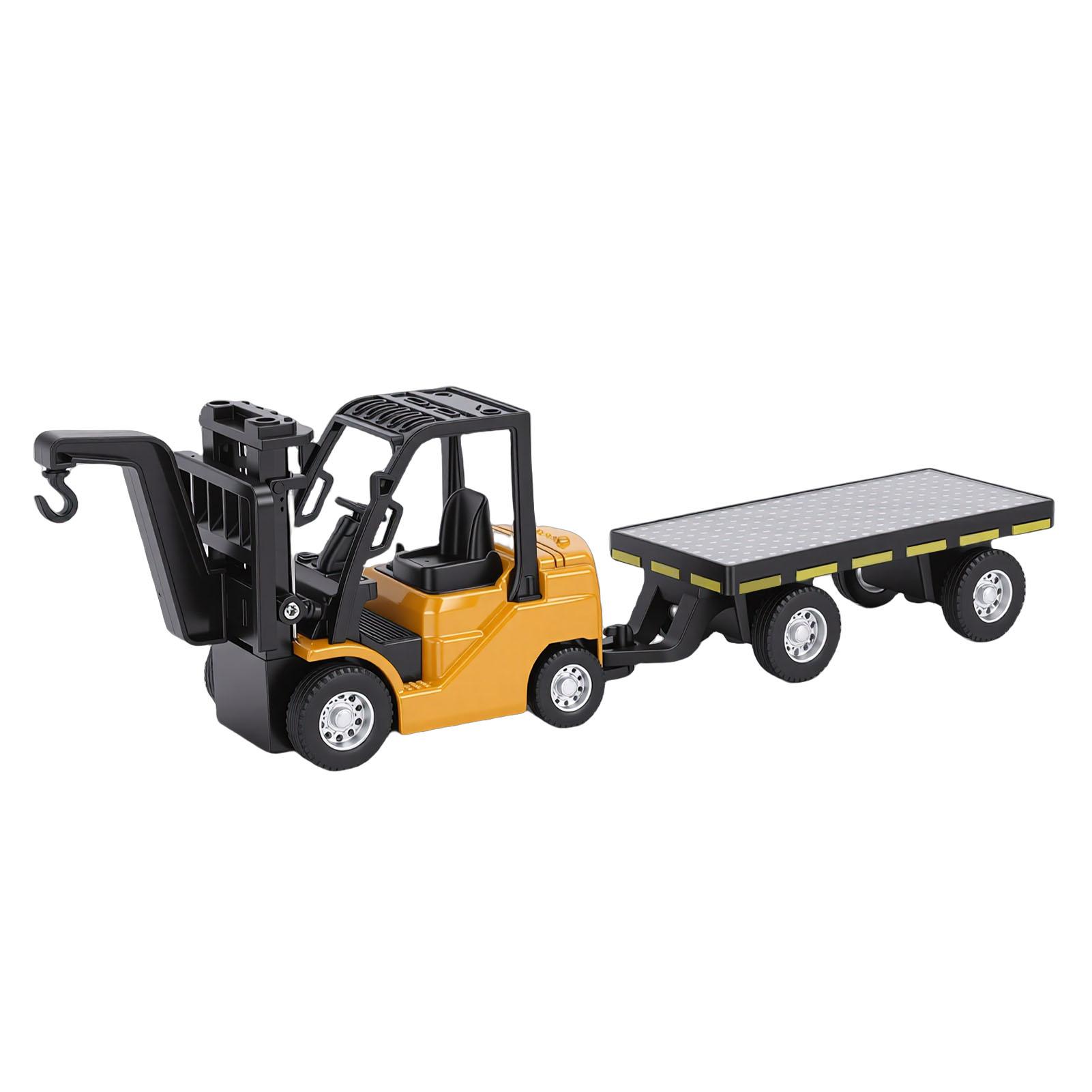 

1:64 Mini RC Forklift 360 Degree Rotation Bluetooth APP Remote Control Forklift Truck with Trailer Yellow