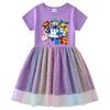 Korean Style Starry Rainbow Sequins Princess Dress - Short & Long Sleeve Options for Girls