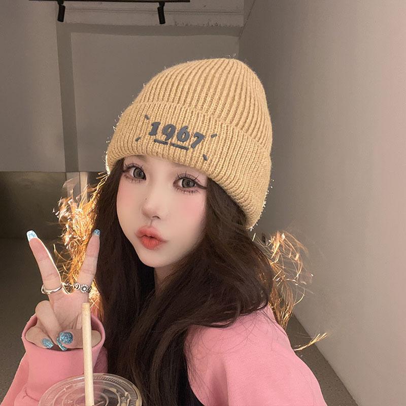 Women's Winter Warm Big Head Knitted Hat Korean Style Fashionable and Versatile Student Windproof Ear Protection Wool Hat
