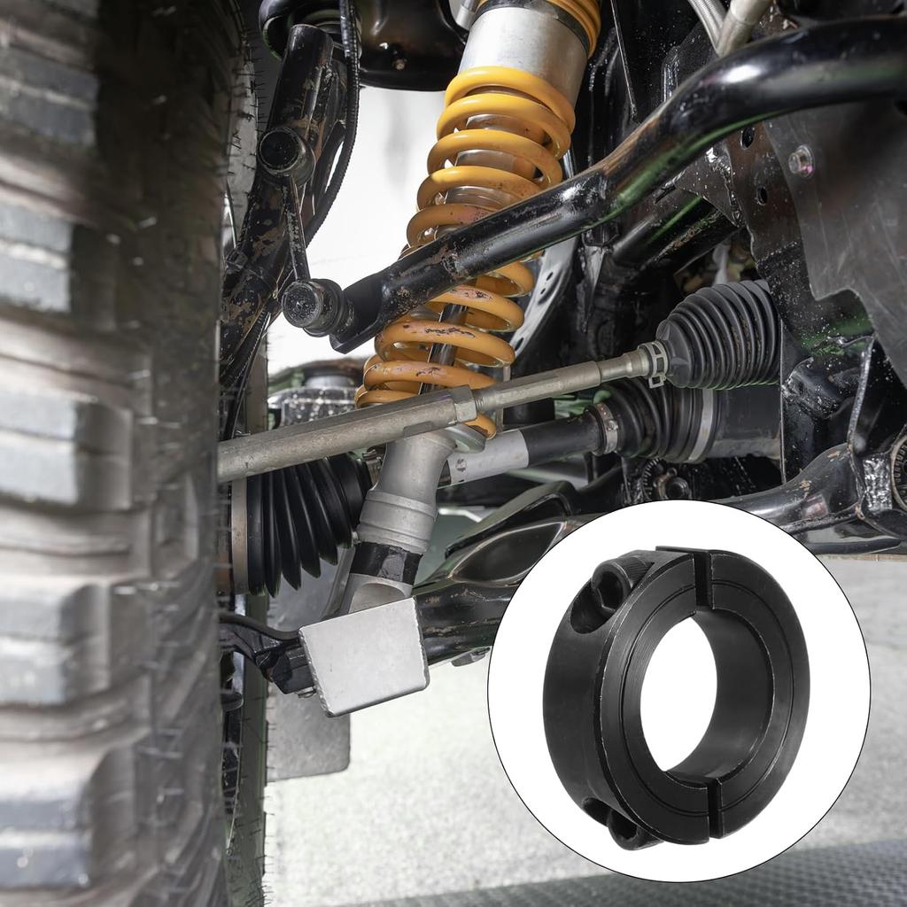 MECCANIXITY Shaft Collar 1 1/8" Bore Double Split Carbon Steel Clamping Collar Shaft Collars with Set Screw Black 4 Pack