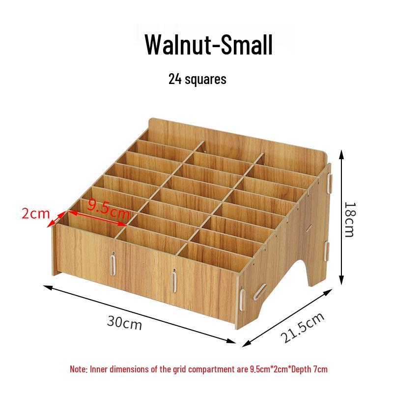Wooden Desktop Mobile Phone Holder & Organizer with Multi-Compartments for Students & Meetings