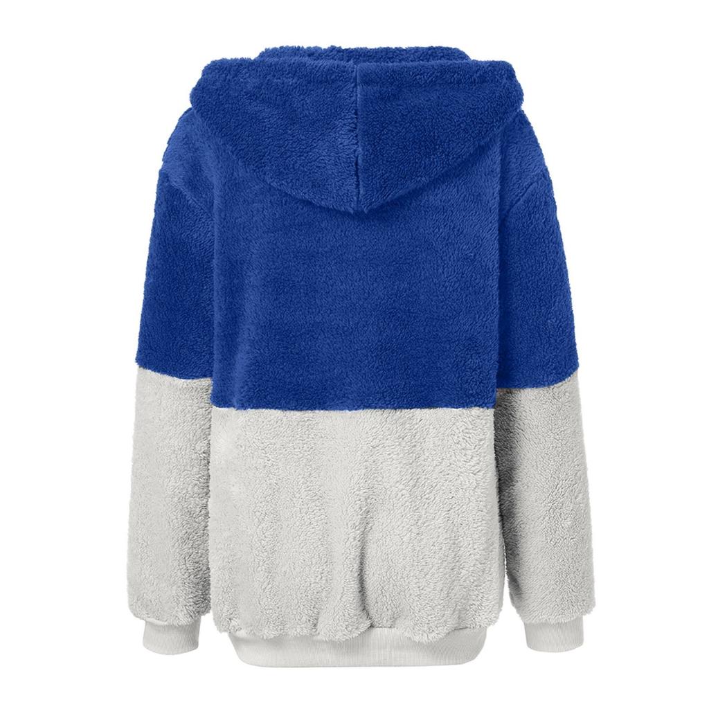 Women Hooded Sweatshirt Coat Winter Warm Zipper Pockets Cotton Coat Outwear