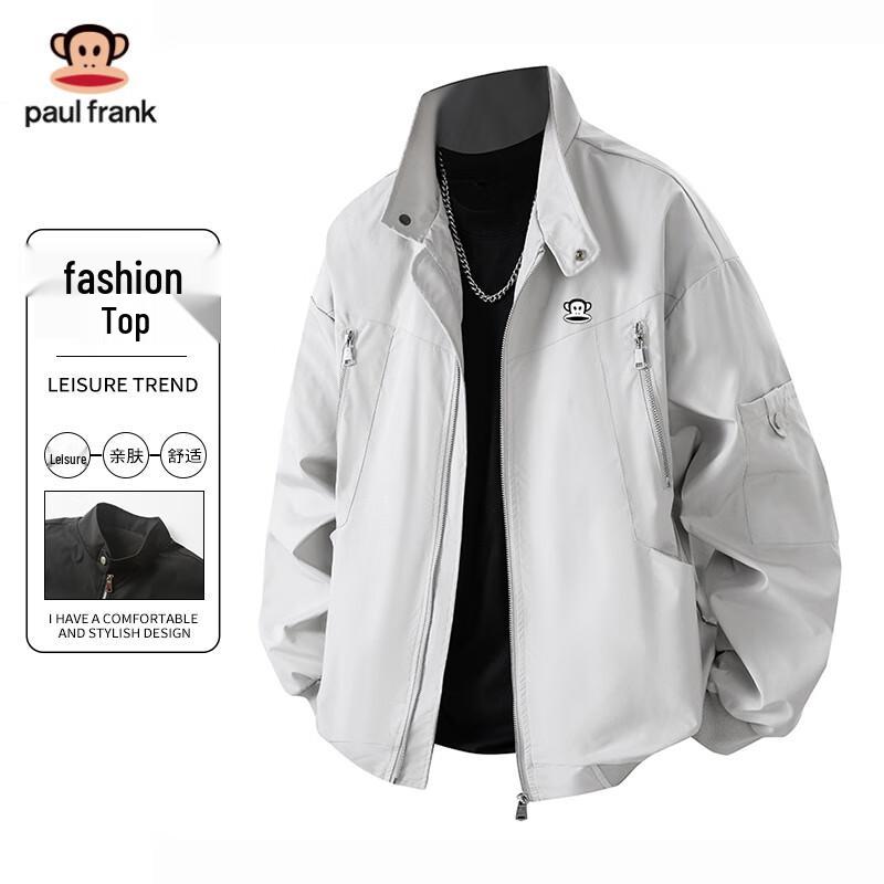 Paul Frank Men's Retro Stand Collar Multi-Pocket Workwear Jacket