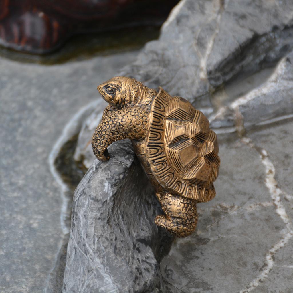 1 Piece of Retro Bronze Turtle Statue Small Ornaments Gardening Flower Pot Edge Decoration Garden Desktop Micro Landscape Creative Layout Realistic