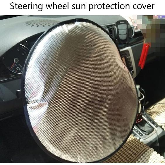 Steering Wheel Sun Shade Cover, Steering Wheel Sun Block Anti-Heat Aluminum Foil Steering Wheel Cover Steering Wheel Sun Heat Shield for SUV Truck