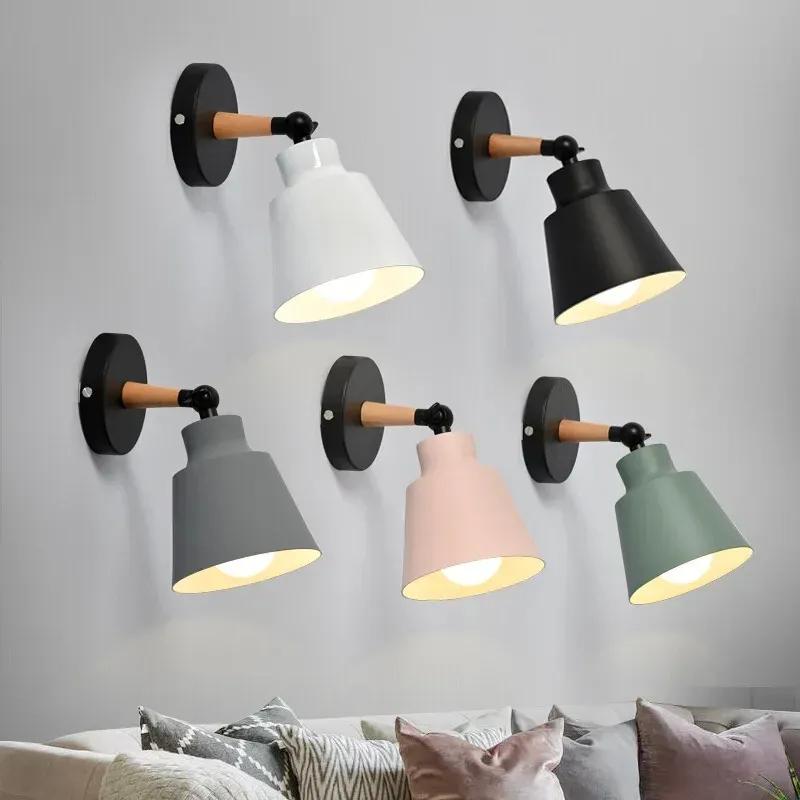 Nordic Bedroom Wall Lamp Solid Wood LED Wall Lamps Minimalist Creative Living Room Corridor Bedside Lamp Decorative Lighting