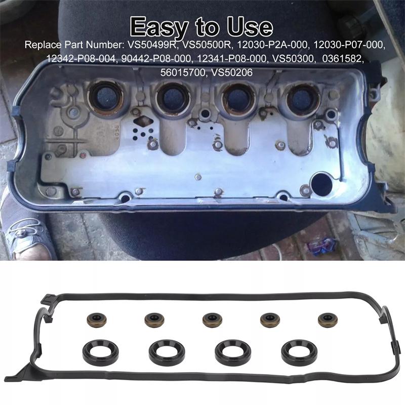Vs50499R Valve Cover Gasket Set Fits For Honda Civic Coupe Sedan Dx Ex Lx 1.6L Sohc L4 D16Y7 Vs50500R
