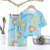 Summer Kids Cotton Silk Pajamas Thin Home Wear Set Boys Girls Cute Pattern Outdoor Wear