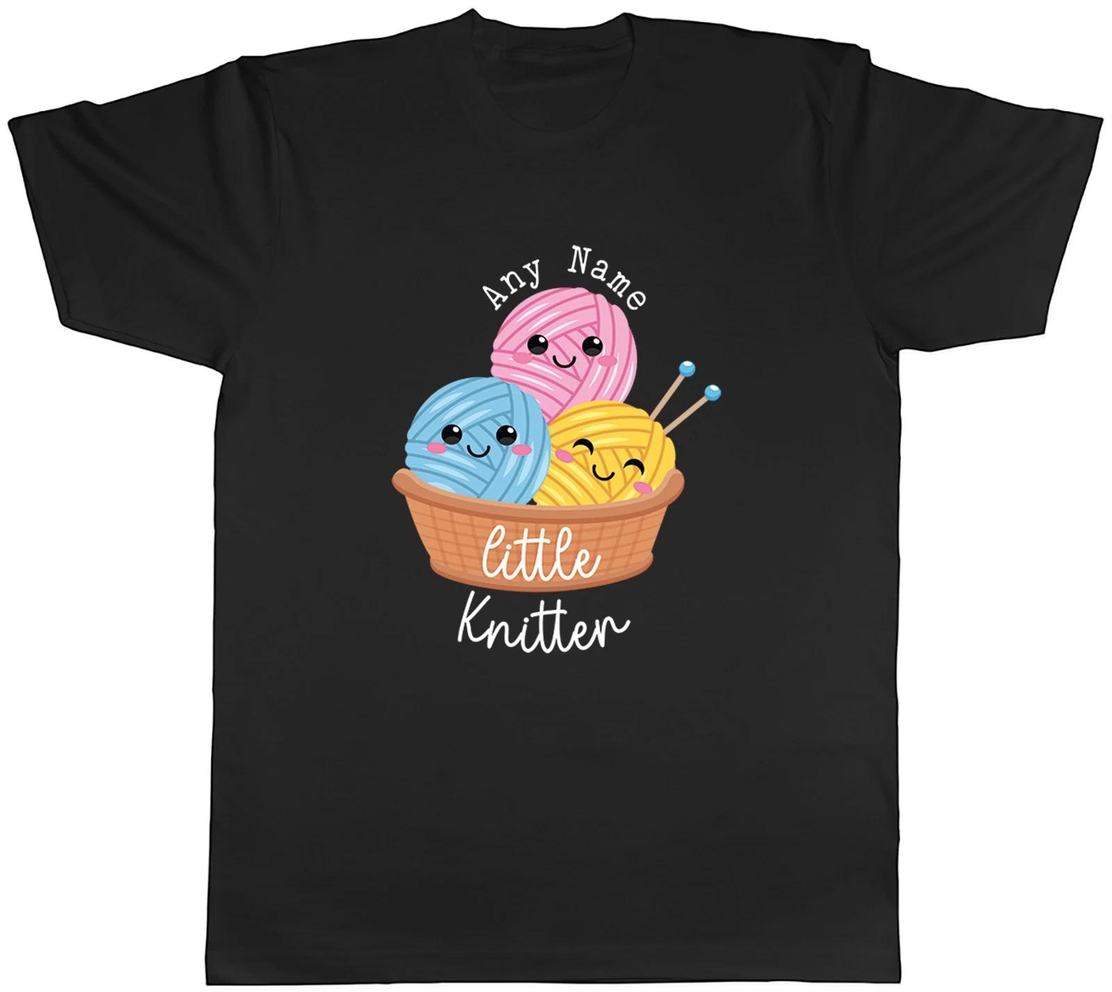 Personalised Little Knitter Funny Yarn Knitting Mens T-Shirt Tee Gift Top M