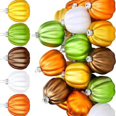 20pcs Halloween Bulk Decoration Set Plastic Pumpkin Orbs With Fade Resistant Finish Easy Hanging For Home School