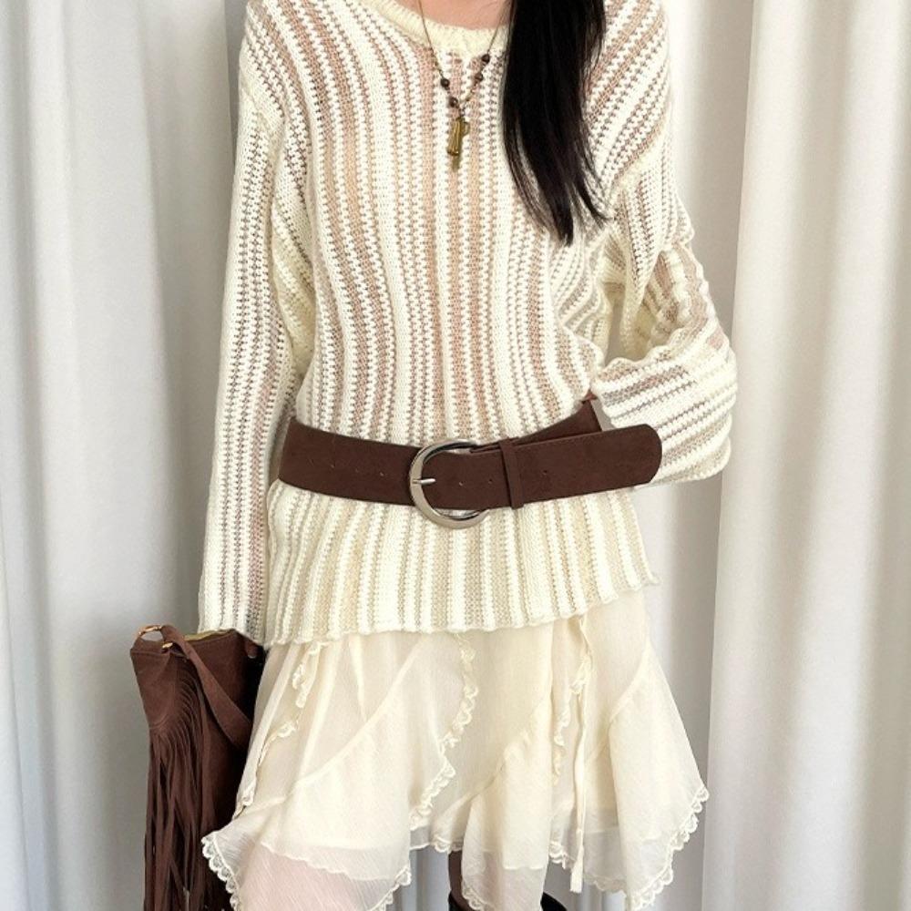Metal Buckle Leather Waistband Jeans Girdle Western Cowboy Belt Retro Women Wide Belt  Girl