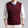 Men S Solid V Neck Knitted Sleeveless Pullover Casual Warm Vest