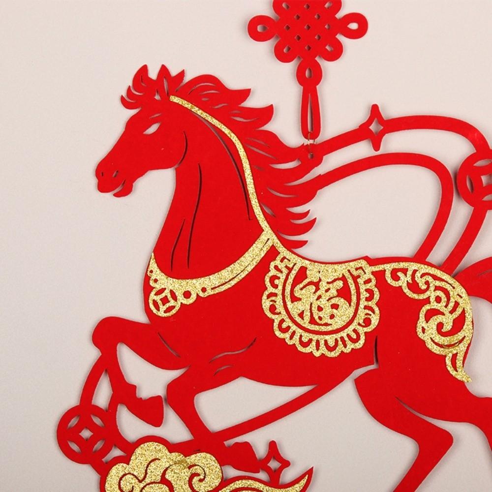 Traditional New Year Ornaments Creative Reusable Horse Year Hanging Decoration with Tassel Exquisite Spring Festival Pendant
